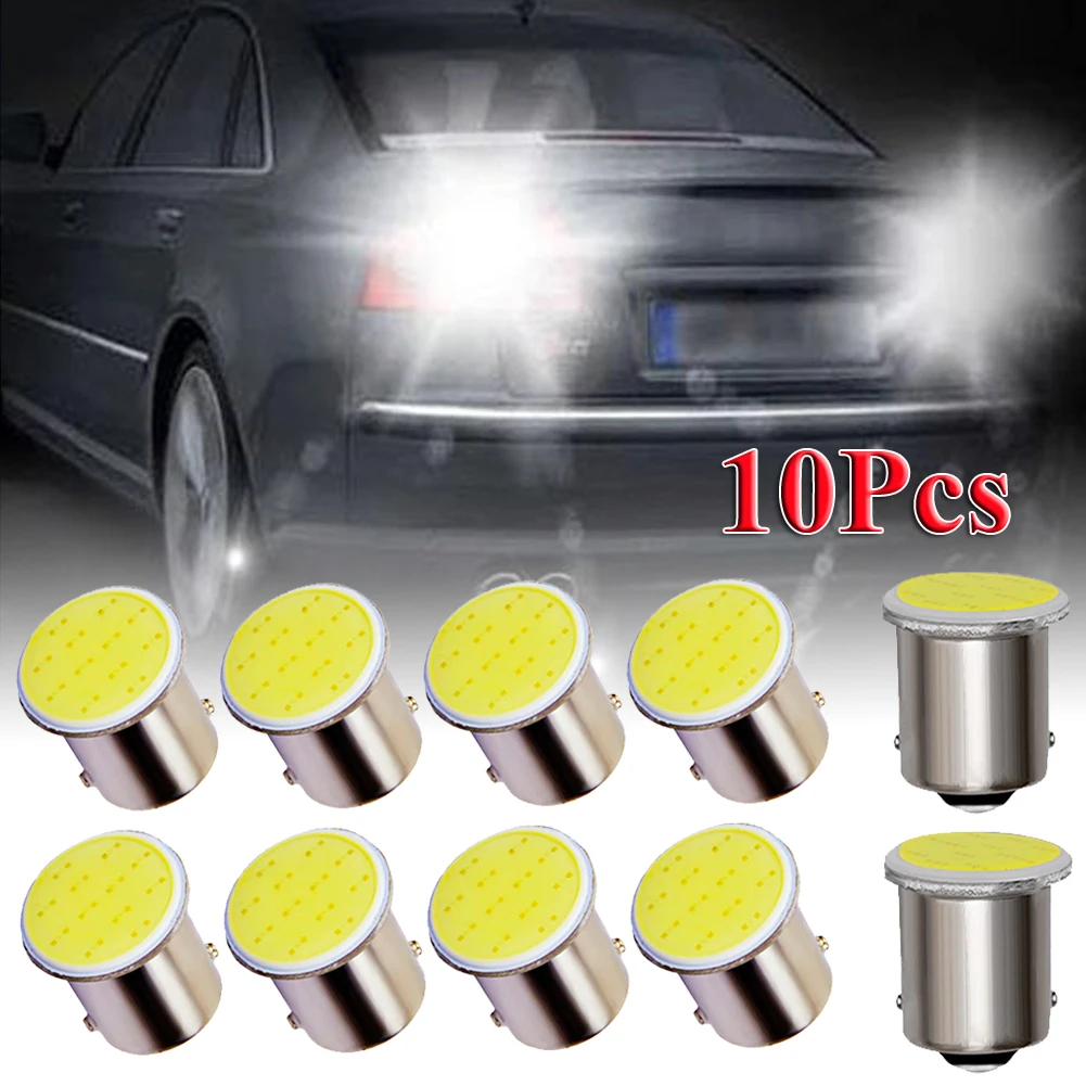 

10pcs 12V BA15S P21W 1156 LED Light Bulb Super Bright White License Plate Light Side Marker Bulbs Auto Accessories