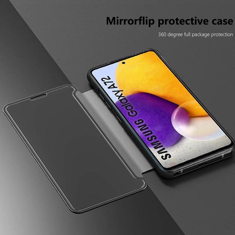 Умный зеркальный флип-чехол для Samsung Galaxy A90 A72 A71 A52 A51 A42 A41 A32 A22 A21 A12 A03s роскошный