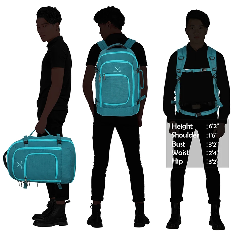 Waterproof Backpack Men Women Laptop Travel Backpack 40L Flight Approved Carry On Backbag Luggage Bags Casual Daypacks