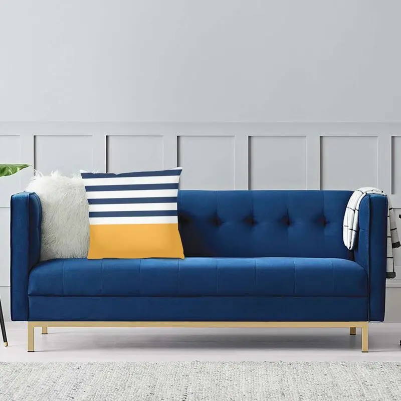 Сине-белые полосы с желтым наволочником геометрический абстрактный узор