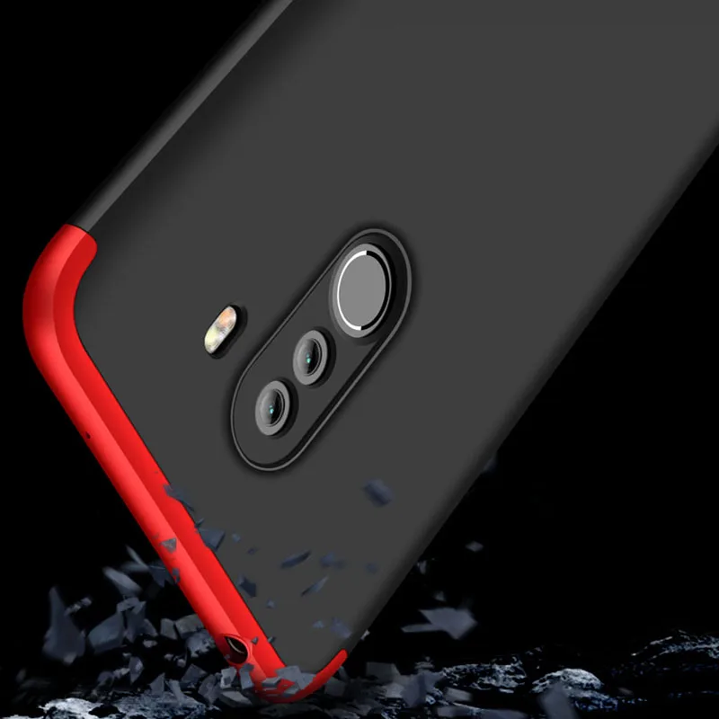 3-в-1 Стекло+ бронированный чехол для телефона xiaomi pocophone F1 case 360 Жесткий ПК анти-противоударный бампер чехол pocofone f1 оригинальным стеклянным корпусом xiaomi pocophone f1 чехол на Покофон Ф1 чехол