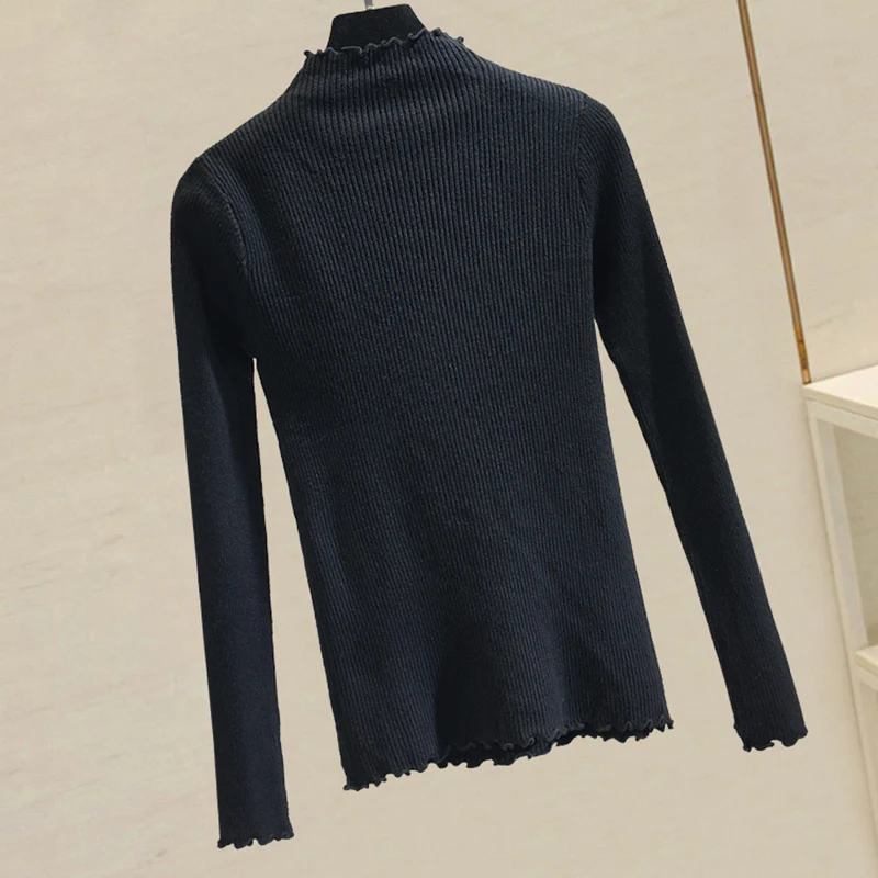 Женский трикотажный свитер с оборками и бисером однотонный эластичный пуловер