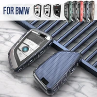 carbon fiber style car key fob case cover holder for bmw 5 7 series x3 x4 x5 x6 2014 2015 2016 2017 2018 2019 key chains