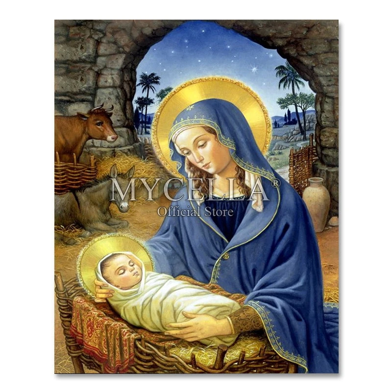 

5D DIY Mary & Son Diamond Painting Cross Stitch Religion Diamond Mosaic Religious Portrait Full Diamonds Embroidery Rhinestones