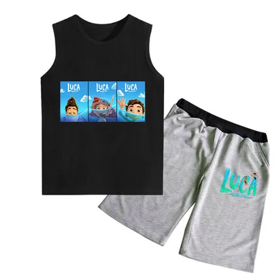 

Children's Boy Outfits Kids Sleevless Vest Tops+Shorts 2pcs Sets Summer Funny Luca Clothing Set Toddler Girl Causal Tracksuit