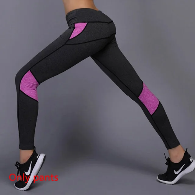 Purple Pants Комплект для йоги OLOEY из 2 предметов, одежда для спортзала, фитнеса, теннисная рубашка+ штаны для бега, облегающие Леггинсы для йоги и тренировок, спортивная одежда для женщин - Цвет: Purple Pants