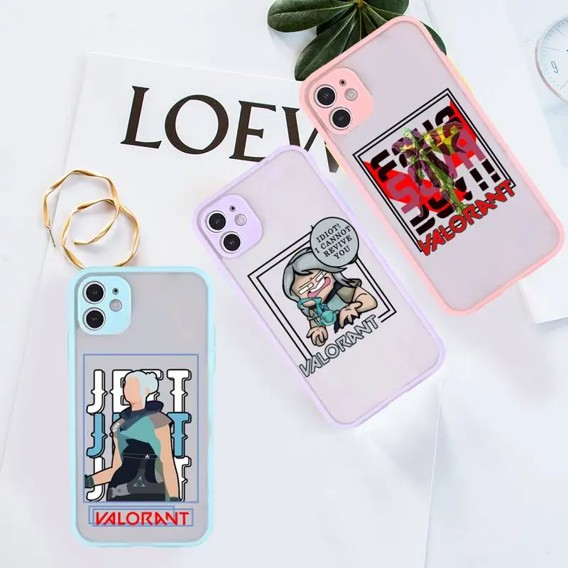 

Valorant Phone Case For iPhone 12 11 Mini Pro XR XS Max 7 8 Plus X Matte transparent Purple Back Cover