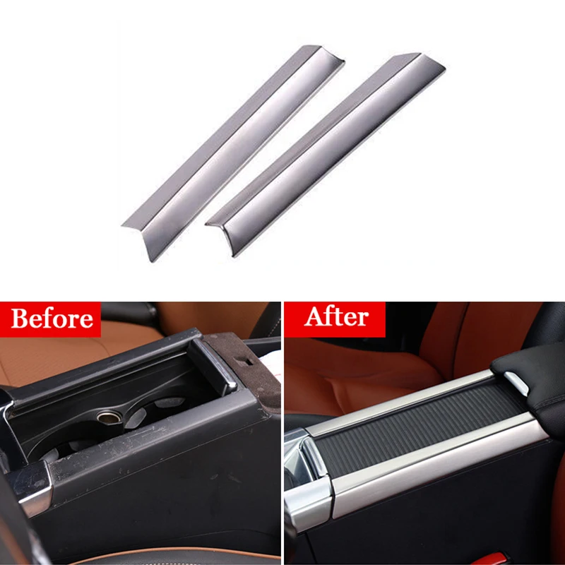 

2PCS Stainless Steel Car Cup Holder Armrest Box Decoration Strip Central Control Cup Holder Trim for Volvo XC60 S60 S60L V60
