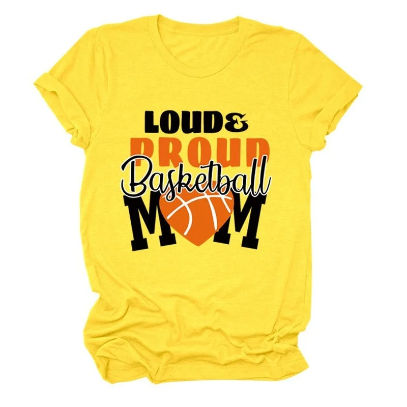 

Proud Basketball Mom Print Women T Shirt Short Sleeve O Neck Loose Women Tshirt Ladies Tee Shirt Tops Clothes Camisetas Mujer