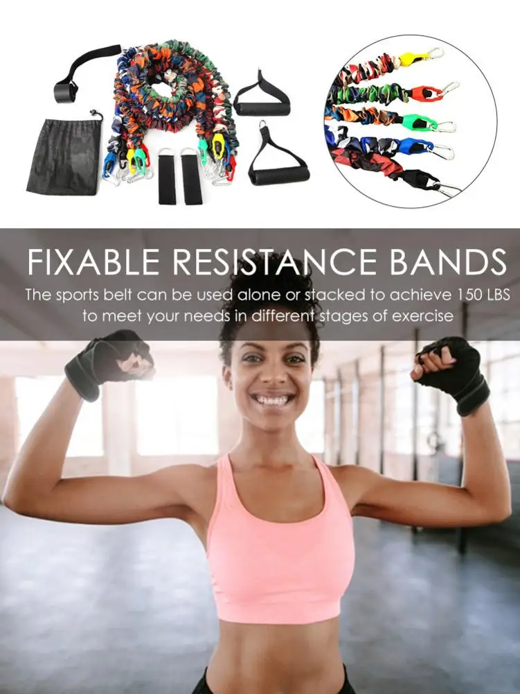 

11Pcs/Set Latex Tube Resistance Bands Exercise Door Fitness Pull Rope Elastic Gym Expander Muscle Strength Training Equipment