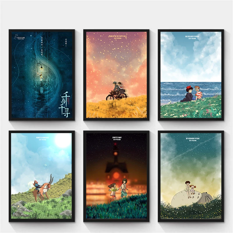 

Poster Prints Art Oil Painting Spirited Away Hayao Miyazaki Chinese Japan Anime Movie Wall Pictures For Living Room картины