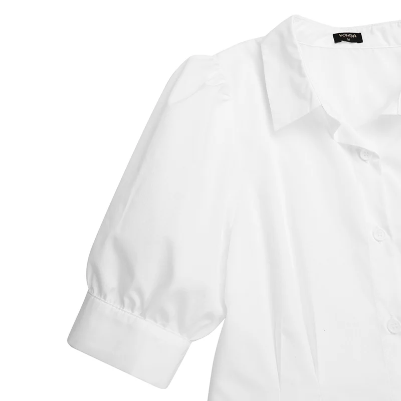 

VONDA Summer Maxi Shirt Dress Women Short Sleeve Turn-down Collar Solid Button Up Dresses Bohemian Vestidos Oversized Sundress