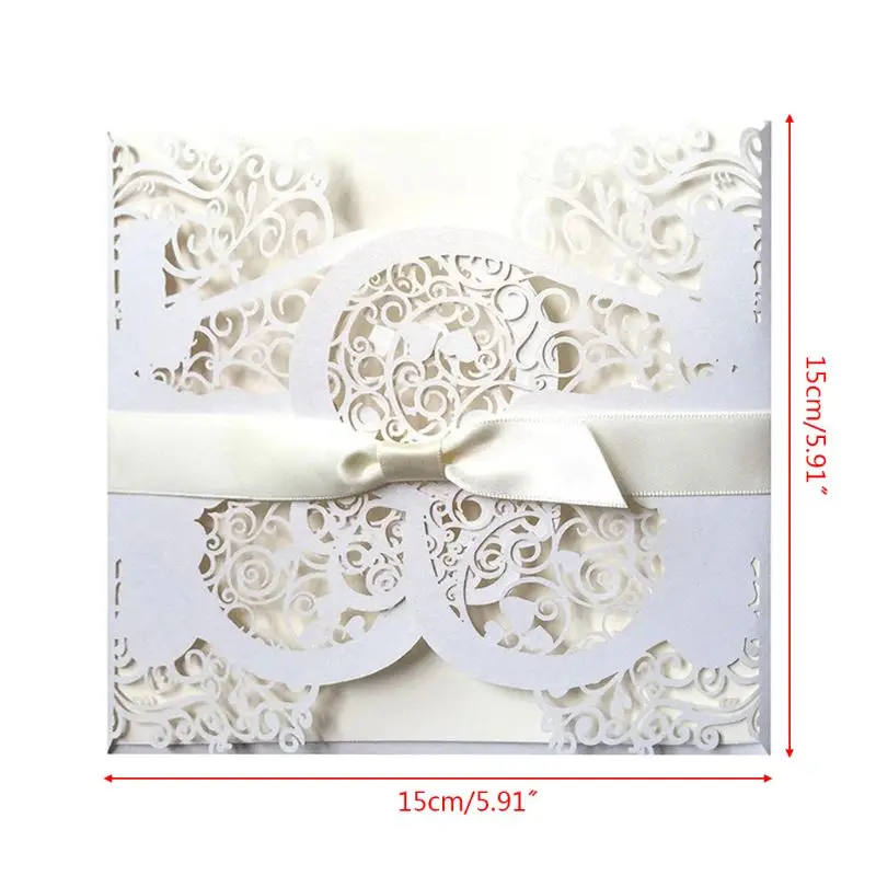 

20 Pcs European Style Wedding Invitation Card with Bow Envelope Kit Party Supply