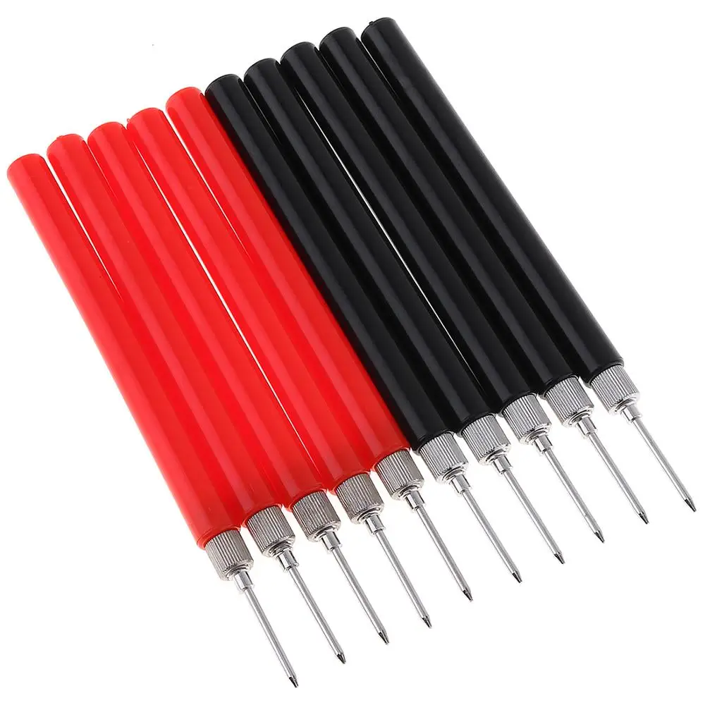 10pcs/lot Spring Test Probe Tip Needle Insulated Test Hook Wire Connector Test Leads Pin for Digital Multimeter Multi Meter