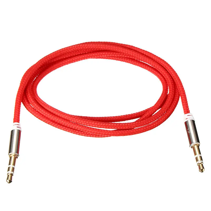 3 5 мм Плетеный 1 м вспомогательный автомобильный стерео аудио кабель AUX штекер для