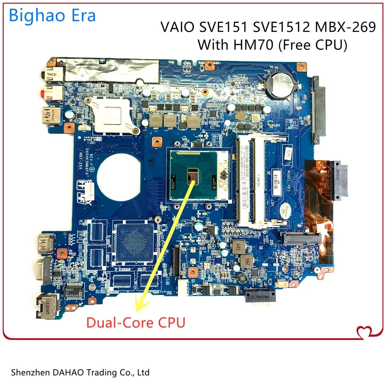 

(Free CPU) FOR SONY VAIO MBX-269 SVE15 SVE151 Laptop motherboard A1892857A DA0HK5MB6F0 mainboard With SJTNV HM70 DDR3 100% TEST