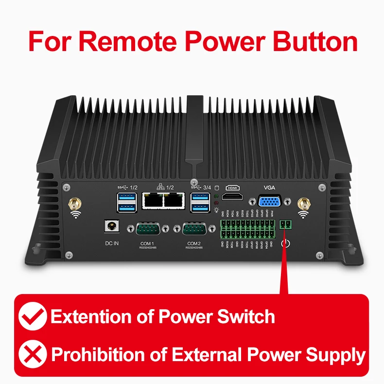 

HLY Fanless Industrial Mini PC Core i5 8350U 7200U i7 7500U 2*LAN 2*RS232 8*USB Micro Computer Linux Windows 10 7 Wifi HDMI VGA