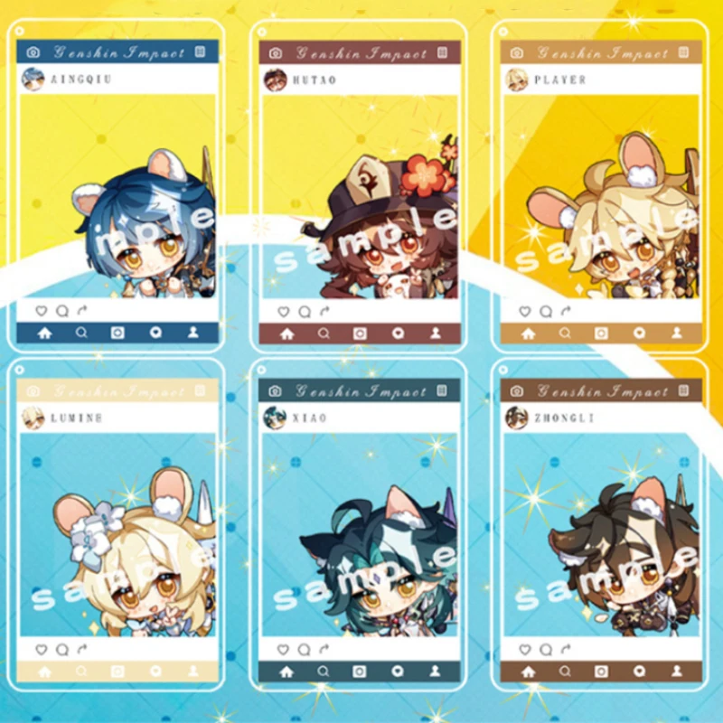 

High Quality Genshin Impact Anime Cute Cartoon Group Photo Card Holder Kawaii Case Key Holder Ring Luggage Tag Trinket 22 Styles