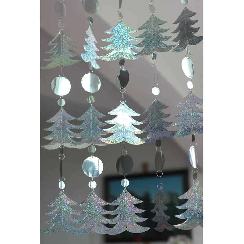 Рождественская новогодняя декоративная занавеска из ПВХ с блестками