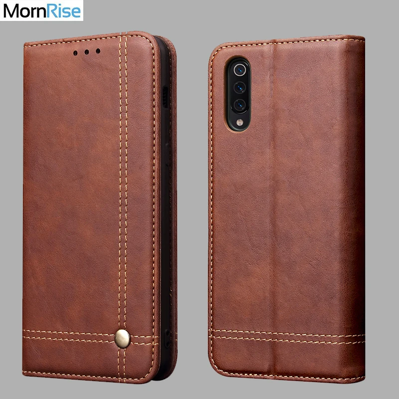 Роскошный тонкий кожаный чехол книжка в стиле ретро для Xiaomi MI 9 lite бумажник с