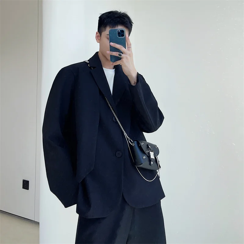 Мужской Костюмный пиджак на весну и осень классическое темно-синее