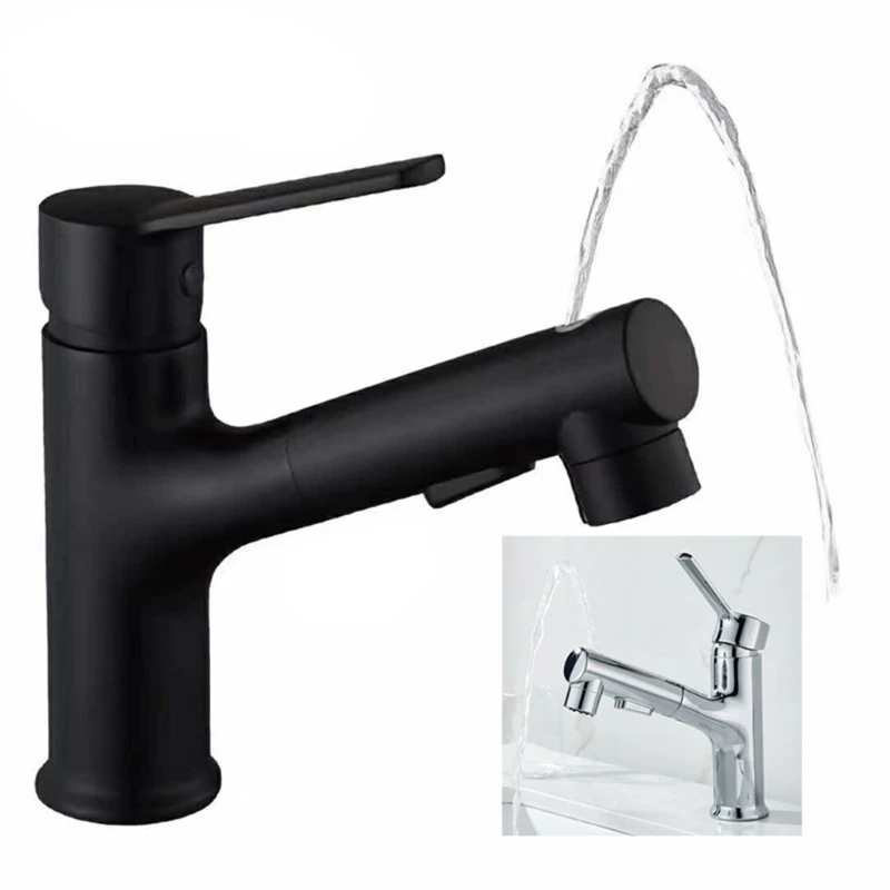 

Pull Out Bathroom Vessel Sink Faucet Mixer Basin Tap Hot and Cold Water for Vanity Single Hole Basin Faucet Mixer Taps