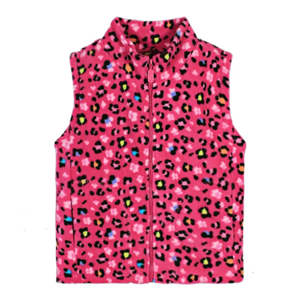 Rose red leopard SVELTE/весенне-осенне-зимний детский флисовый жилет для девочек детский шерстяной жилет с принтом для мальчиков Vetement Enfant Gilet Veste - Цвет: Rose red leopard