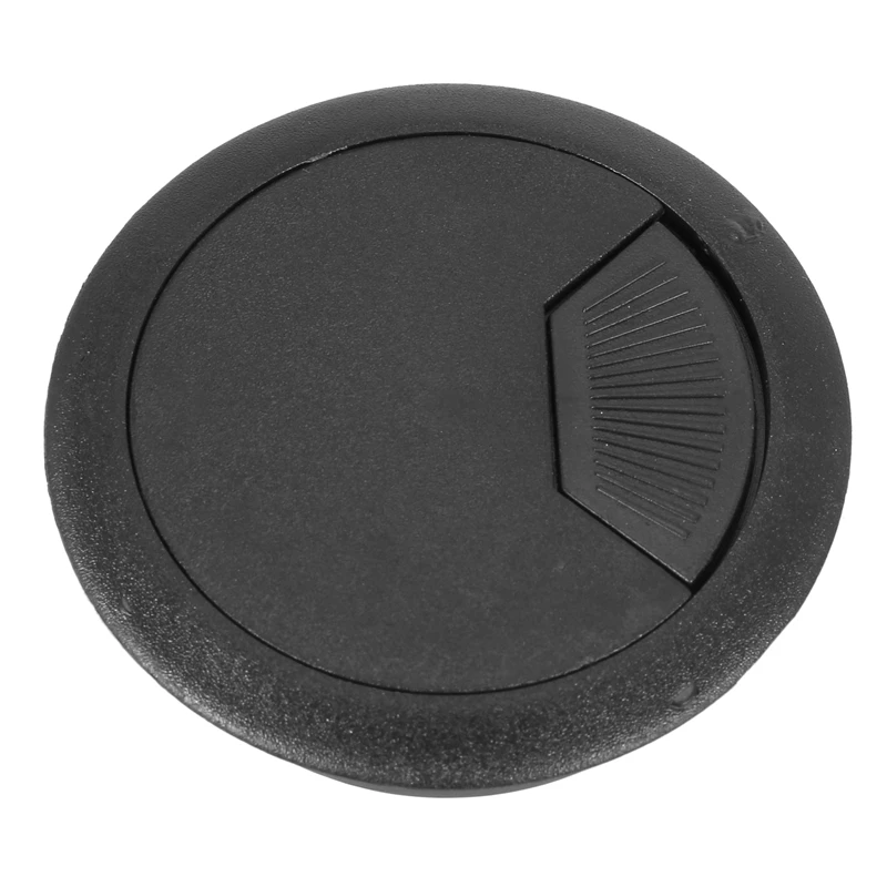 

10 Pcs Round Plastic Computer Desk Cable Grommet Hole Cover 50mm Black
