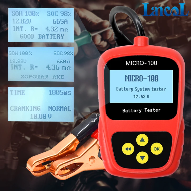 Фото LANCOL MICRO-100 Automotivo Цифра аккумулятора со светодиодным дисплеемАвтомобильная диагностика аккумулятора Инструмент для диагностики аккумулятора Автомобильный цифровой тестер аккумулятора №4