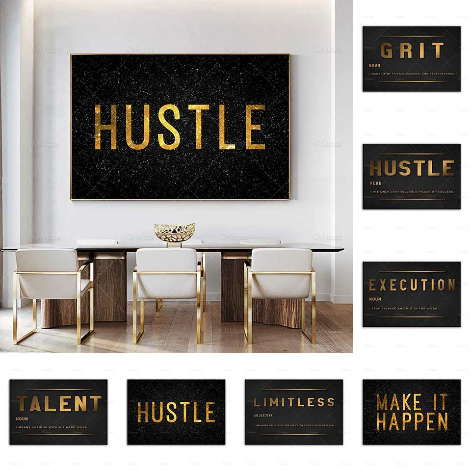 

Grind Hustle Success Motivational Posters Prints Office Decor Modern Art Entrepreneur Motivation Canvas Painting Wall Pictures