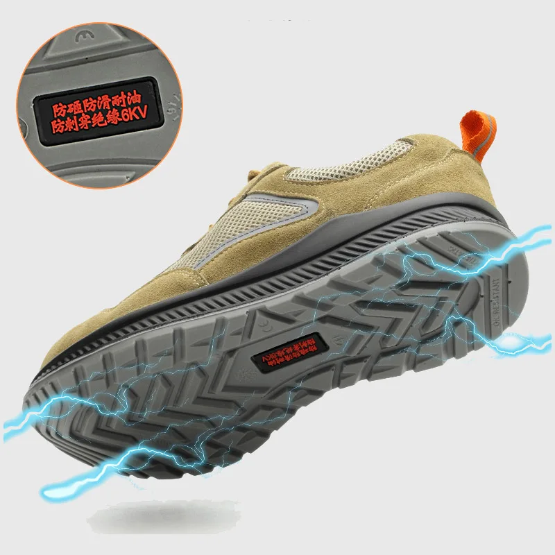 Drop shipping 6KV insulation men safety shoes steel toe cap breathable leather mesh work sneakers plus size ROXDIA RXM263 | Обувь