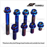 taimeili titanium alloy flange screw inner and outer hexagon m6101520253035455060mm burnt blue motorcycle repair screw
