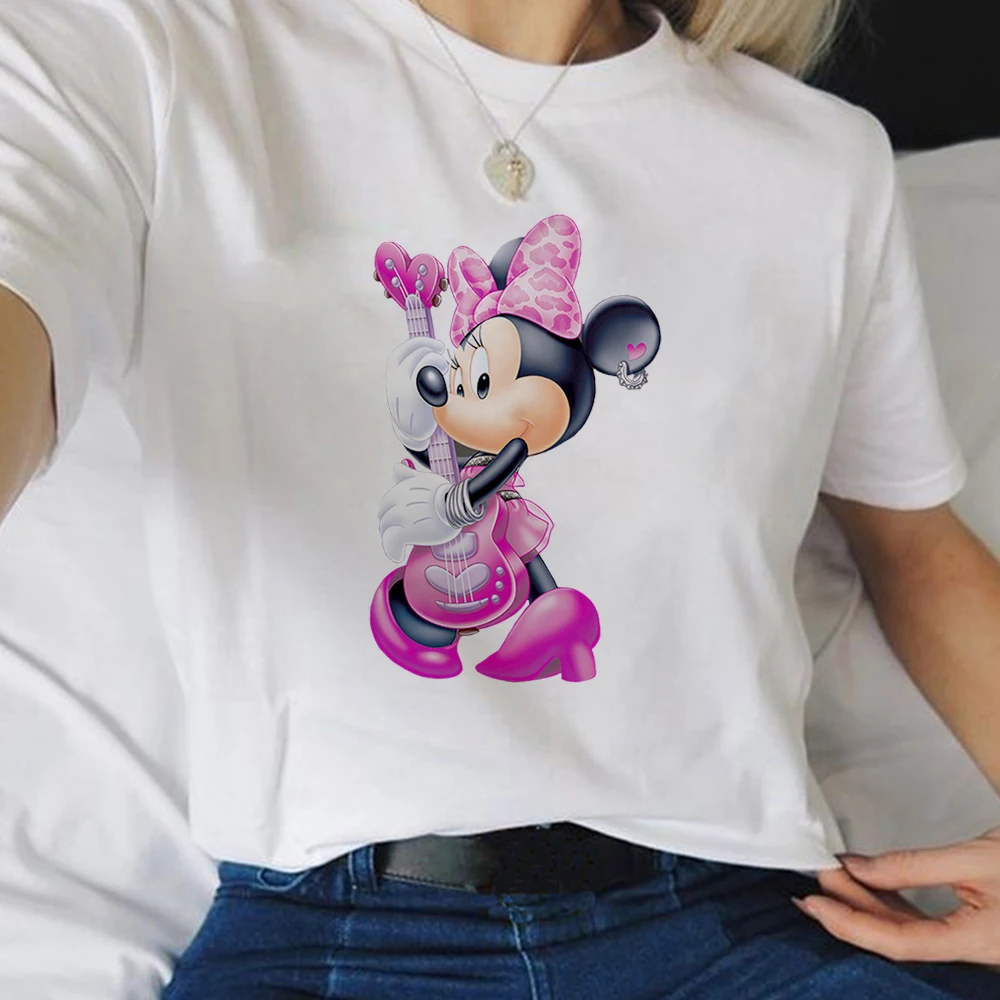 Женские футболки Minnie Cos Tinkerbell Disney Series удобные с круглым вырезом и принтом женский