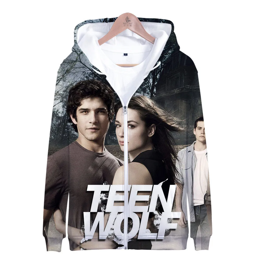 Прочный чехол Teen Wolf 3D капюшоном и застежкой молнией негабаритных толстовки для