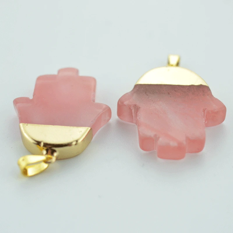 Розовый кристалл кварца натуральный камень ручная Подвеска для женщин Фатима