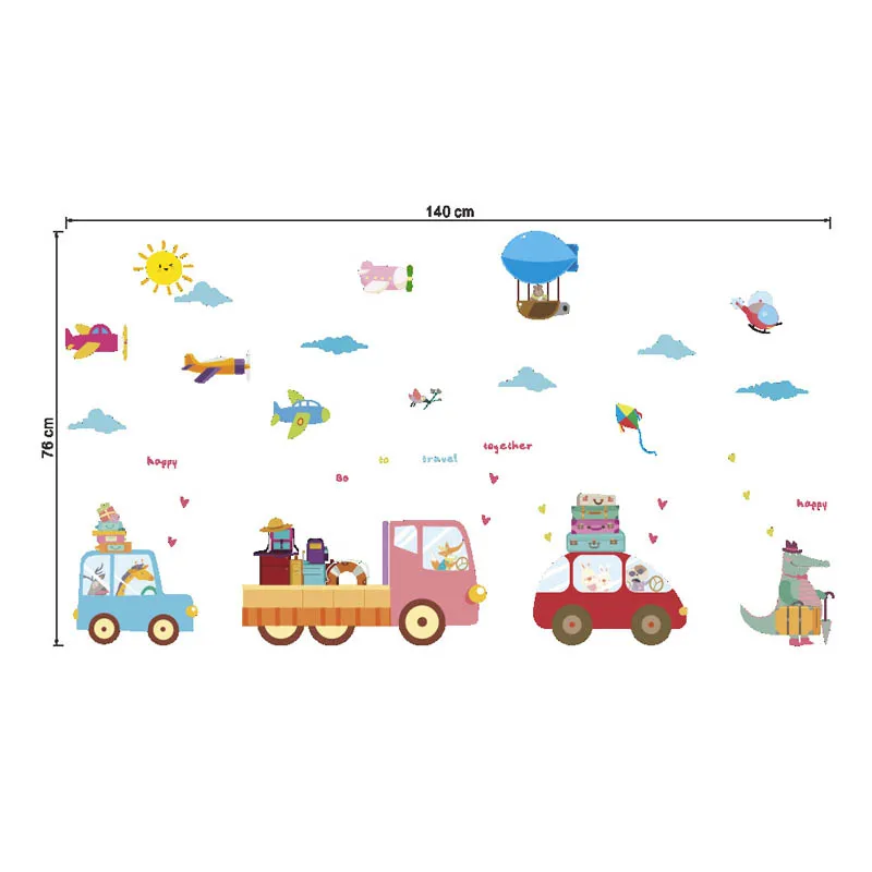 

Tofok Animals Driving Car Children's Room Decoration Stickers Cartoon Animals Wall Stickers for Baby Kids Room Wall Decor