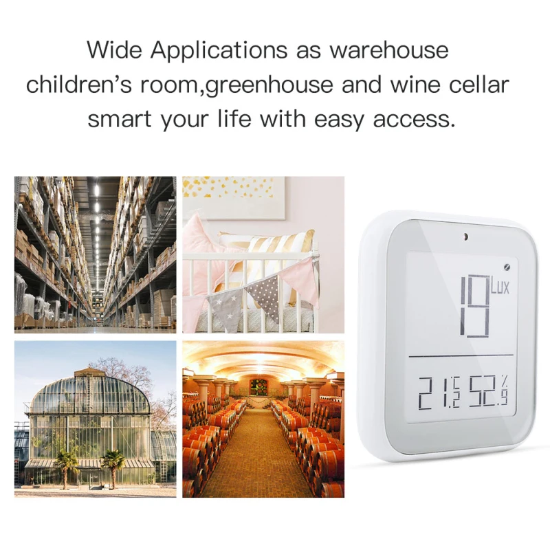 Tuya Zigbee Smart Brightness Thermometer Sensor Real-time Light Sensitive Temperature And Humidity Detector With LED Screen | Электроника
