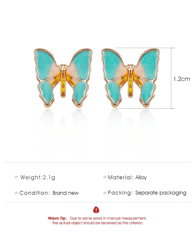 

Korean Style Summer Earrings New Oil Painting Butterfly Ear Stud Girls Antique Green Butterfly Wings Earrings Jewelry For Womens