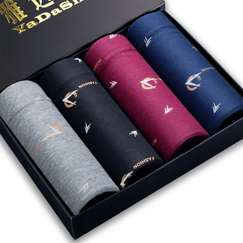 4pcs/ot New Pattern Men's underwear Boxers For Fashion print Men Boxer Shorts Mid-Rise Cotton breathabe Mae Boxers shorts