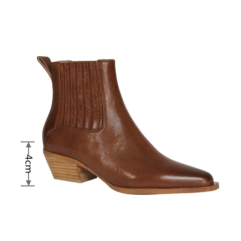 

Mstacchi Full Leather Inside And Outside Women Short Boots Pointed Crude Heel Platform Retro Madam Shoes Zapatos De Mujer 2020