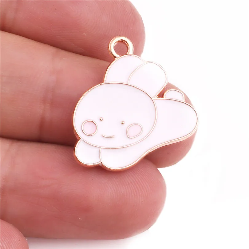 

15pcs Alloy Enamel Drop Oil Cute Pink Bunny Animals Golden Pendant Findings Charms for Jewelry DIY Necklace Accessories Making