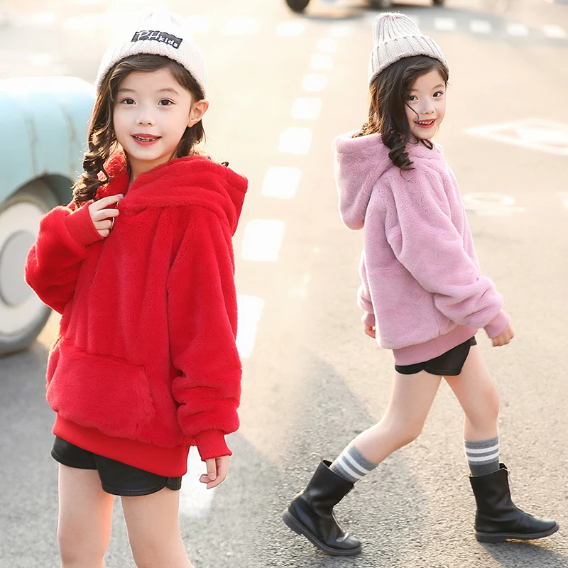 Новые зимние модные толстовки с капюшоном для девочек хлопковые теплые детские
