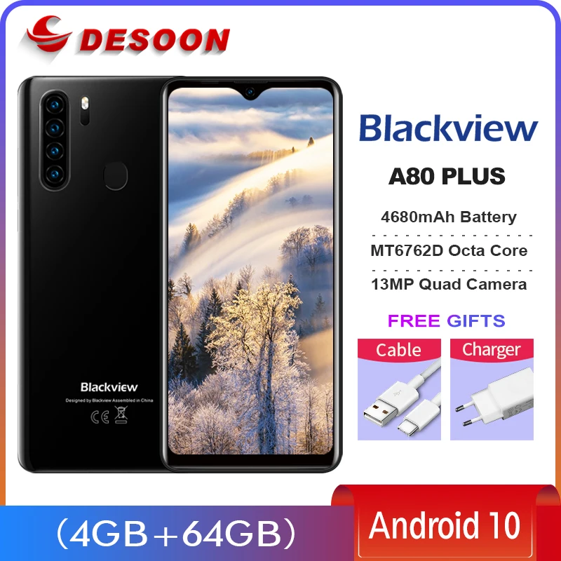 Blackview A80 Plus смартфон с 5 5-дюймовым дисплеем восьмиядерным процессором MT6762D ОЗУ 4 Гб