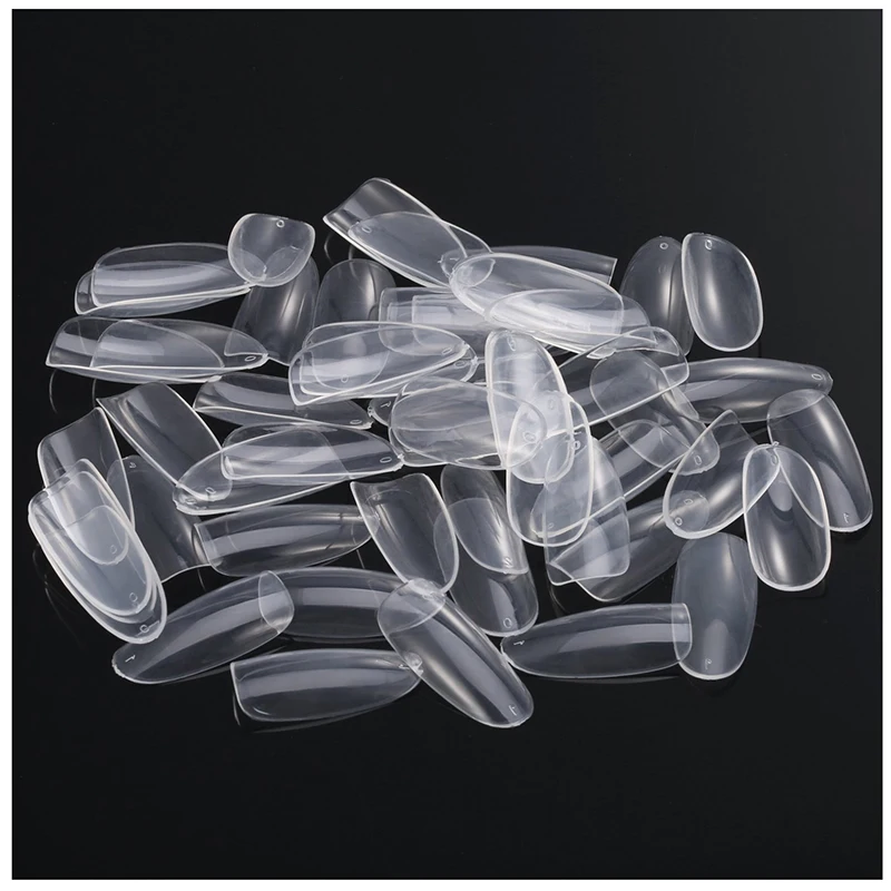 500 Pieces Oval Fake Nail Tips Full Cover False Nails 10 Sizes with Clear Box for Salons and DIY Art | Красота и здоровье