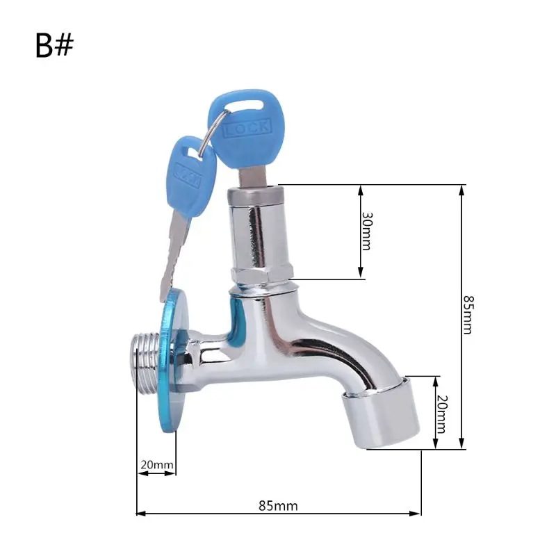 

Outdoor Anti-theft Sink Faucet With Lock Key Single Handle Lockable Household Washing Water Tap
