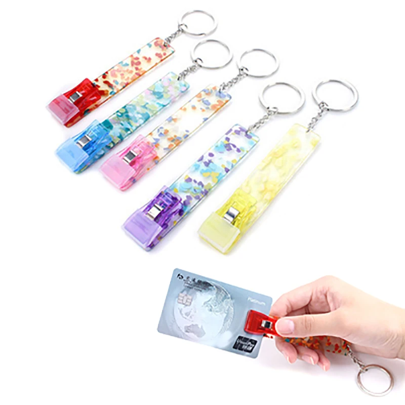 Acrylic Debit Credit card grabber keychain Card Grabber Clip For Long Nails