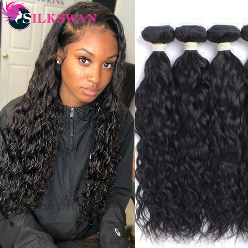 Silkswan 26 28 30 32 34 дюйма волнистые волосы пряди человеческих волос remy дюймов