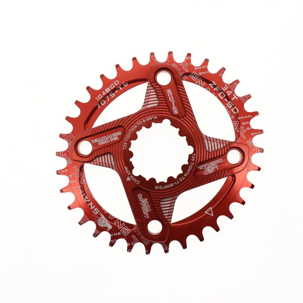 34T red Улитка овальная Звездочка 6 мм офсетная XX1 Eagle X01 GX X1 X0 X9 для sram gxp DM 30T 32T 34T 36 38 MTB дорожный велосипед с прямым креплением - Цвет: 34T red