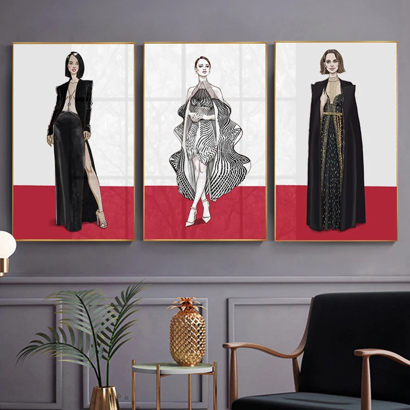 

Fashion Red Carpet Show Wall Art Poster and Print Canvas Painting Vogue Lady Pictures for Living Room Modern Home Decoration