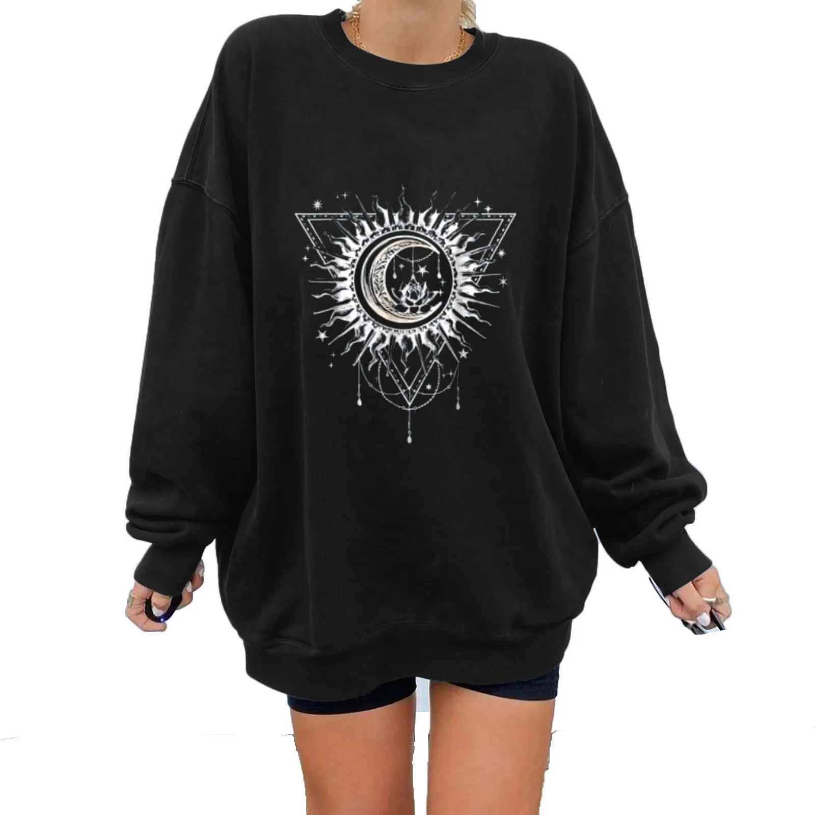 

S-XXXL Multicolor casual sweater Women's Tops Winter Sun Printing Sweatshirt Pullover Tops kobieta swetry Loose Simplicity F4